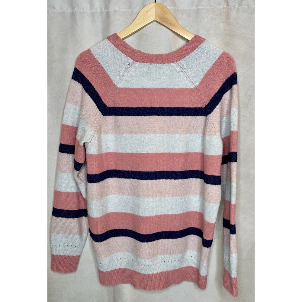 Torrid Striped Knit Sweater Womens Size 0 Pink Blue Cozy Pullover - Picture 2 of 4
